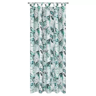Zasłona ogrodowa tarasowa wodoodporna 155cm x 240cm biała zielone liście z szarfą - Markizy - miniaturka - grafika 1