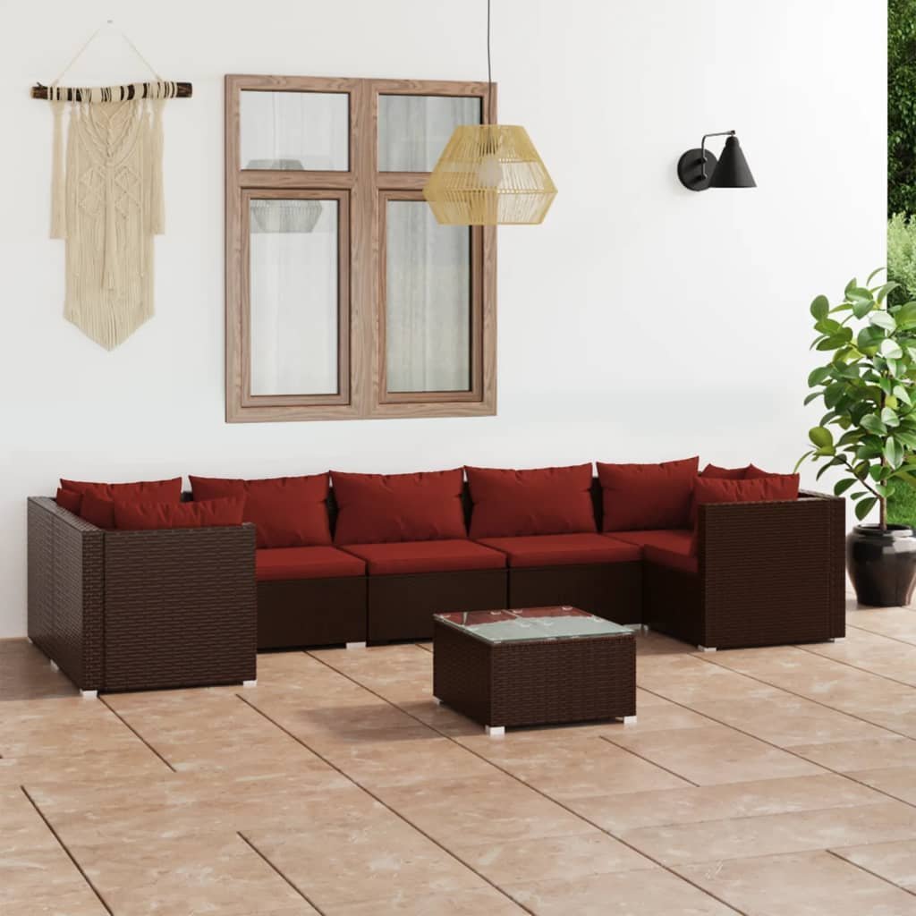 vidaXL 8-cz. zestaw mebli do ogrodu, poduszki, rattan PE, brązowy