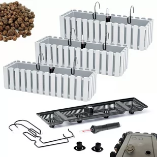 3x Skrzynka na balustradę DDEF600W Doniczka balkonowa + Keramzyt 3l - Donice - miniaturka - grafika 1