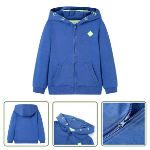 Bluza dziecięca z kapturem i zapięciem na zamek - niebieski melanż - 92 - Bluza Dziecięca - Bluzy dla dziewczynek - miniaturka - grafika 1