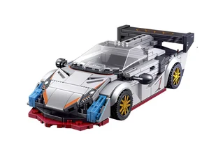 Klocki Sportowy Samochód Wyścigowy Zestaw Klocków Auto Srebrne 01 - Klocki - miniaturka - grafika 1