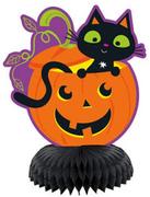 Halloween - Dekoracja stołu Kot i dynia - 15 cm - 3 szt. - miniaturka - grafika 1