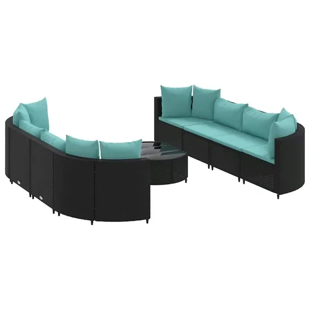 Zestaw mebli ogrodowych mod. czarny, rattan PE, wymiary: 63x63x57,5 cm, 78x