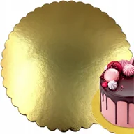 Dodatki do ciast w proszku - Gruba sztywna podkładka pod tort Złota Okrągła Karbowana 30 cm - miniaturka - grafika 1