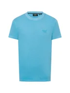 Koszulki męskie - Superdry Koszulka męska Mężczyźni Bawełna niebieski jednolity, S - miniaturka - grafika 1