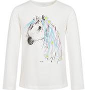 Bluzki dla dziewczynek - T-shirt z długim rękawem dla dziewczynki, z koniem, biały, 3-8 lat - miniaturka - grafika 1
