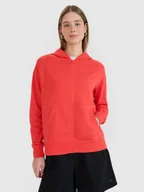 Bluzy damskie - 4F Bluza dresowa rozpinana z kapturem damska - czerwona XS - miniaturka - grafika 1