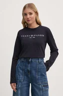 Bluzki damskie - Tommy Hilfiger longsleeve bawełniany kolor granatowy WW0WW43620 - miniaturka - grafika 1