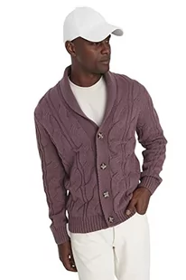Trendyol Męski Plus Size Slim Standard Klapa Kołnierz Dzianinowy Kardigan Różowy, różowy, XL - Swetry męskie - miniaturka - grafika 1