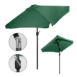 Prostokątny duży parasol ogrodowy skośny łamany z korbą zielony 200 x 140 cm - Parasole ogrodowe - miniaturka - grafika 1