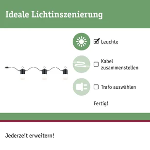 Paulmann Plug & Shine zewnętrzny łańcuch świetlny Tubs antracyt 3xE14 - Lampy ogrodowe - miniaturka - grafika 4