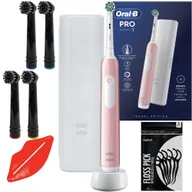 Końcówki do szczoteczek elektrycznych - Szczoteczka Oral-B Pro 1 Różowa + etui white + 4x końcówki black - miniaturka - grafika 1