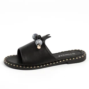 Czarne płaskie klapki damskie Vinceza 17160 - Klapki i japonki damskie - miniaturka - grafika 1