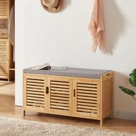 Szafki na buty - Szafka na buty 'Selk' z tapicerowanym bambusowym siedziskiem - miniaturka - grafika 1