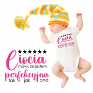 Body dla niemowląt - Body Niemowlęce Krótki Rękaw Białe CIOCIA MÓWI ŻE JESTEM PERFEKCYJNA Wz 68 - miniaturka - grafika 1
