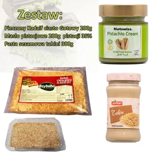 Zestaw do Dubajskiej Czekolady: Kadaif, Pasta Pistacjowa, Tahini - Dodatki do ciast w proszku - miniaturka - grafika 1
