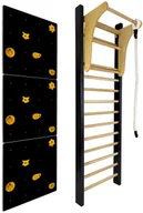 Wyposażenie sportowe i gimnastyczne - Interplastic Drabinka gimnastyczna LEON 220x80 czarna + drążek + ścianka wspinaczkowa - miniaturka - grafika 1