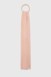 Tommy Hilfiger szalik z domieszką kaszmiru kolor różowy gładki - Apaszki i szaliki damskie - miniaturka - grafika 1