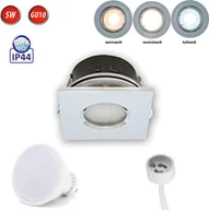 Lampy sufitowe - LED Line IP44 lampa sufitowa wpuszczana ramka wodoodporna reflektor wpuszczany reflektor punktowy kwadratowy chrom wykonany z aluminium z gniazdem GU10 żarówka 5W neutralny biały - miniaturka - grafika 1