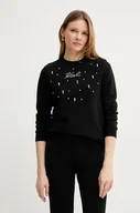 Bluzy damskie - Karl Lagerfeld bluza bawełniana damska kolor czarny z aplikacją A2W20077 - miniaturka - grafika 1
