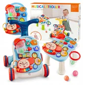 Chodziki - Chodzik Jeździk Pchacz Stolik Edukacyjny Interaktywny Panel Dla Dzieci 5W1 - miniaturka - grafika 1