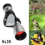 Lunety i akcesoria - Mała Kieszonkowa Luneta Optyczna / Monokular / Teleskop 8x20 + Pasek na Dłoń + Pokrowiec Ochronny. - miniaturka - grafika 1