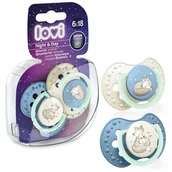 Smoczki uspokajające - LOVI DYNAMICZNY SMOCZEK USPOKAJAJĄCY DLA DZIECI NIGHT&DAY 6-18m 2szt BLUE - miniaturka - grafika 1