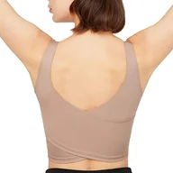 Koszulki i topy damskie - LOS OJOS Crop Tops damski biustonosz sportowy, średni, z wyściełanym biustonoszem, tank top dla kobiet, beżowy, S - miniaturka - grafika 1