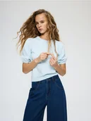 Swetry damskie - Reserved - Sweter z aplikacjami - jasnoturkusowy - miniaturka - grafika 1