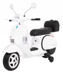 Skuter Vespa Licencja 2x25W Aku 12V Ekoskóra Piankowe Koła Biały - Pojazdy elektryczne dla dzieci - miniaturka - grafika 1