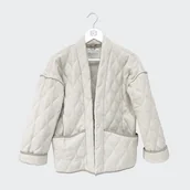 Kurtki damskie - Kurtka kimono pikowana ecru - miniaturka - grafika 1