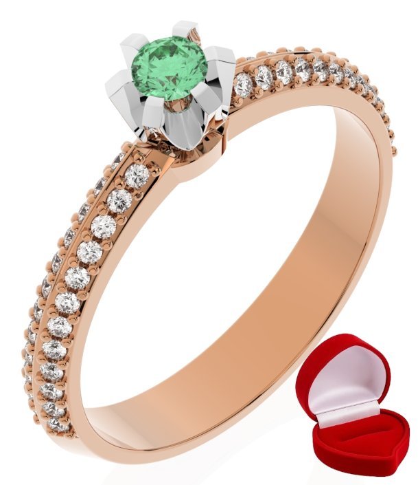 ZŁOTY PIERŚCIONEK ZARĘCZYNOWY 585 14k SZMARAGD 0,09 ct RÓŻOWE ZŁOTO R18