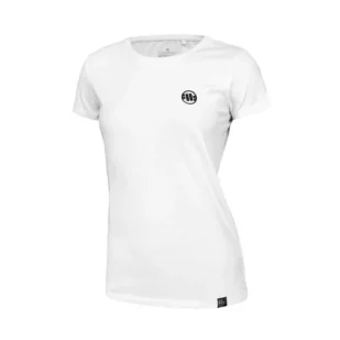 Pit Bull Damska Koszulka T-shirt Slim Fit Small Logo White - Koszulki sportowe damskie - miniaturka - grafika 1