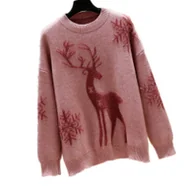 Swetry damskie - SWETER ŚWIĄTECZNY CIEPŁY UROCZY RENIFER CZERWONY - miniaturka - grafika 1