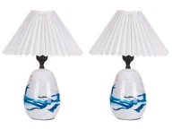 Lampy stojące - Zestaw 2 lampek nocnych ceramicznych biało-niebieski GENFEL - miniaturka - grafika 1