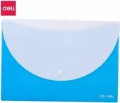 Teczki i skoroszyty - Niebieska teczka kopertowa Deli na zatrzask A4 seria RIO - miniaturka - grafika 1