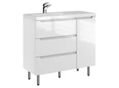 Szafki łazienkowe - Szafka Stojąca Z Umywalką ETH 90 cm D Lewa - Biały Wysoki Połysk - miniaturka - grafika 1