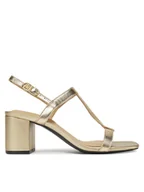 Sandały damskie - Tommy Hilfiger Sandały Leather Block Heel Sandal Metal FW0FW08590 Złoty - miniaturka - grafika 1