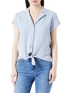 Bluzki damskie - ONLY Onlthyra damska bluzka z krótkim rękawem z węzłem WVN, Blue Blizzard, L - miniaturka - grafika 1