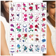 Zabawki kreatywne - Tatuaże Zmywalne dla Dzieci Kolorowe Róże Motyle Kwiaty 30 Wzorów - miniaturka - grafika 1
