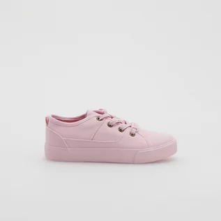 Buty dla dziewczynek - Reserved Bawełniane trampki - Różowy - grafika 1
