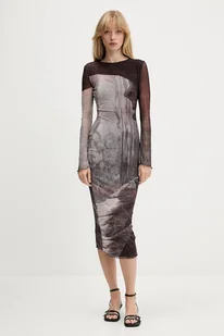 Desigual sukienka ABYSS LACROIX kolor brązowy midi dopasowana 25WWVK01 - Sukienki - miniaturka - grafika 1