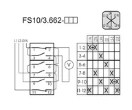 Inne akcesoria elektryczne - Spamel SP.INW. Łącznik krzywkowy sterowniczy 16A, 4-biegunowy L1N-L2N-L3N-L1L2-L2L3-L1L3 przełącznik pomiaru napięcia, D22 FS10-3.662\D22 - miniaturka - grafika 1