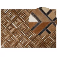 Dywany - Beliani Dywan patchwork skórzany 160 x 230 cm brązowy TEKIR - miniaturka - grafika 1