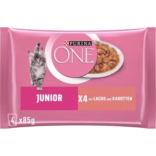 Purina ONE Junior mokra karma dla kociąt, kawałeczki w sosie Łosoś 12 x 4 x 85 g - Mokra karma dla kotów - miniaturka - grafika 1