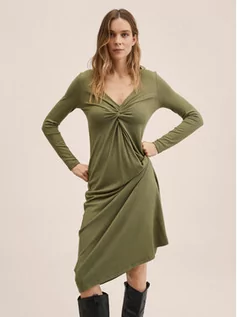 Sukienki - Mango Sukienka dzianinowa Palson 27041118 Zielony Regular Fit - grafika 1