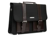 Teczki i aktówki - Beltimore Luksusowa Męska Aktówka Teczka Torba Duża Na Laptopa Czarno-Brązowa I36 - miniaturka - grafika 1