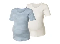 Bluzki ciążowe - esmara® T-shirty ciążowe z bawełną organiczną, 2 sztuki (XL (48-50), Niebieski/ biały) - miniaturka - grafika 1