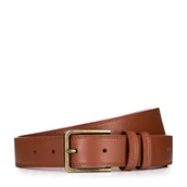 Paski - Męski pasek ze skóry z podwójnym stębnowaniem brązowy - miniaturka - grafika 1