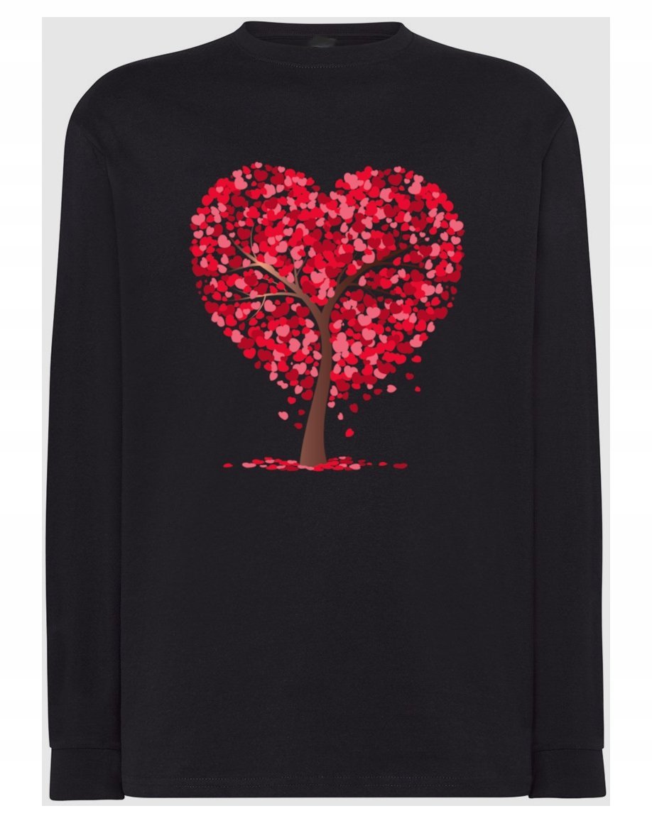 Walentynki Longsleeve nadruk Serca Drzewo r.XXL